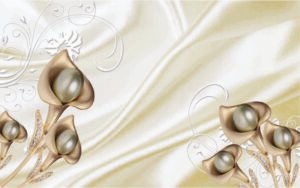 Luxury Golden Floral 3D Wallpaper | Elegant Pearl Design | Dacorz