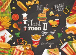 Fast Food 3D Digital Wallpaper | Restaurant & Kitchen Wall Art | Dacorz