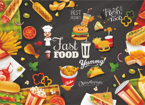 Fast Food 3D Digital Wallpaper | Restaurant & Kitchen Wall Art | Dacorz
