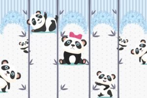 Playful Panda Cartoon Illustration for Creative Kids Wall Art and School Decor