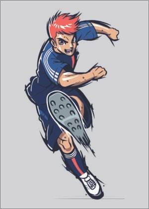 Anime Soccer Player SVG | Dynamic Football Kick Vector | Sports Action Illustration