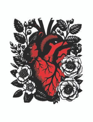 Floral Anatomical Heart SVG | Gothic Heart Illustration Vector