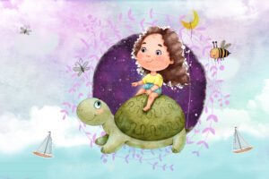 Whimsical Hare with Heart Illustration for Nordic-Style Nursery and Kids Wall Art