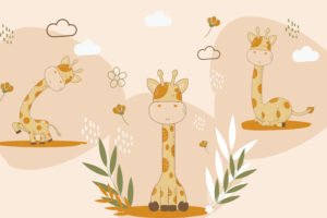 Cute Giraffe Trio Illustration for Nursery Wall Art and Motivational Kids Decor