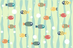 Colorful Underwater Fish Pattern Illustration for Kids Decor and Creative Learning