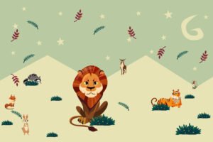 Enchanted Safari Night Illustration for Motivational Kids Wall Art and Nursery Decor