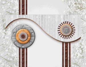 Modern Abstract 3D Zen Mural with White Wood Texture & Geometric Sunburst Accents / ceiling wallpaper